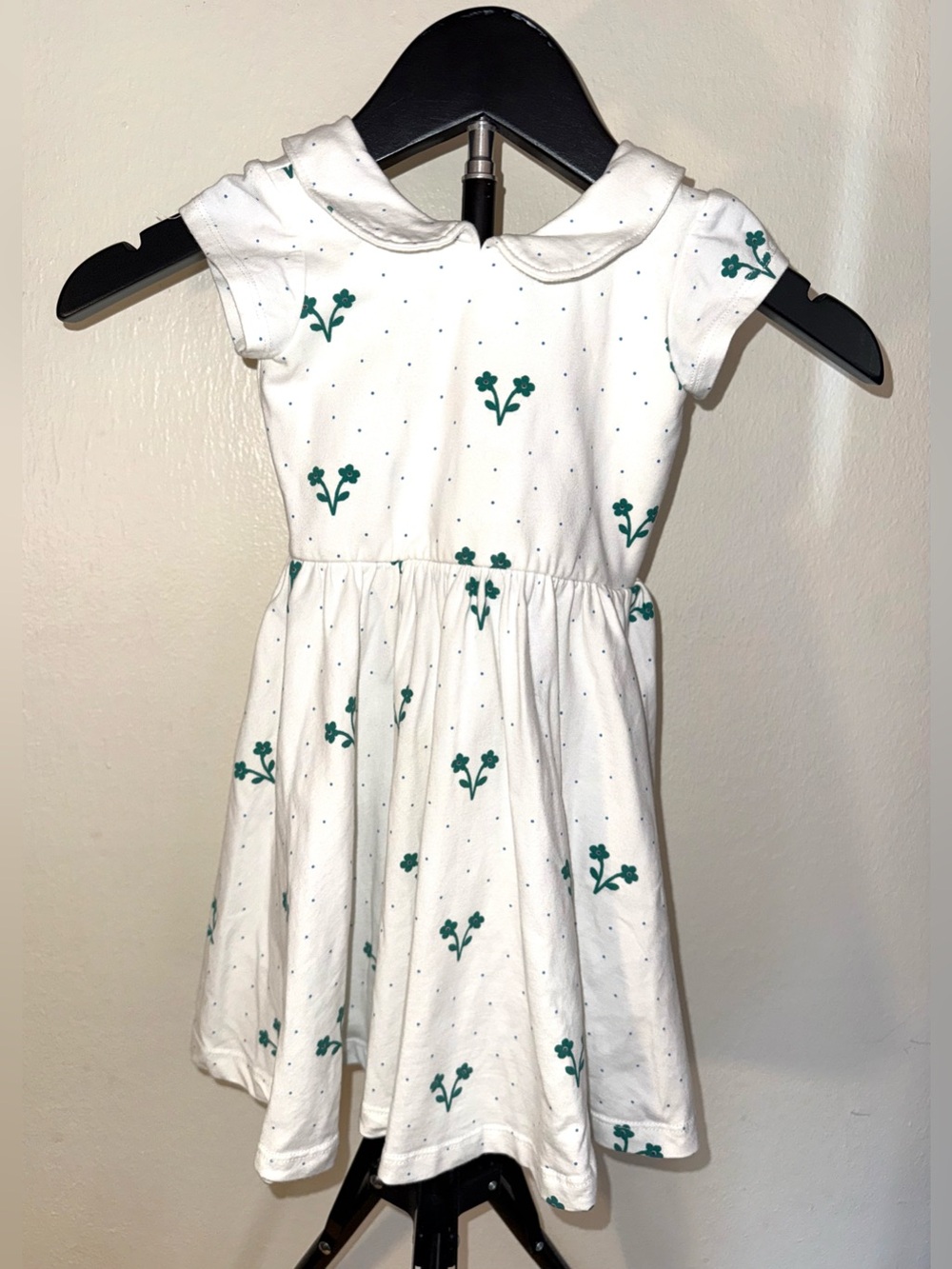 Alice + Ames Peter Pan collar ballet dress in green/white floral print, sz 3T